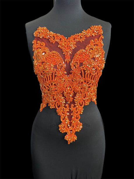 Orange Rhinestone Bodice Applique
