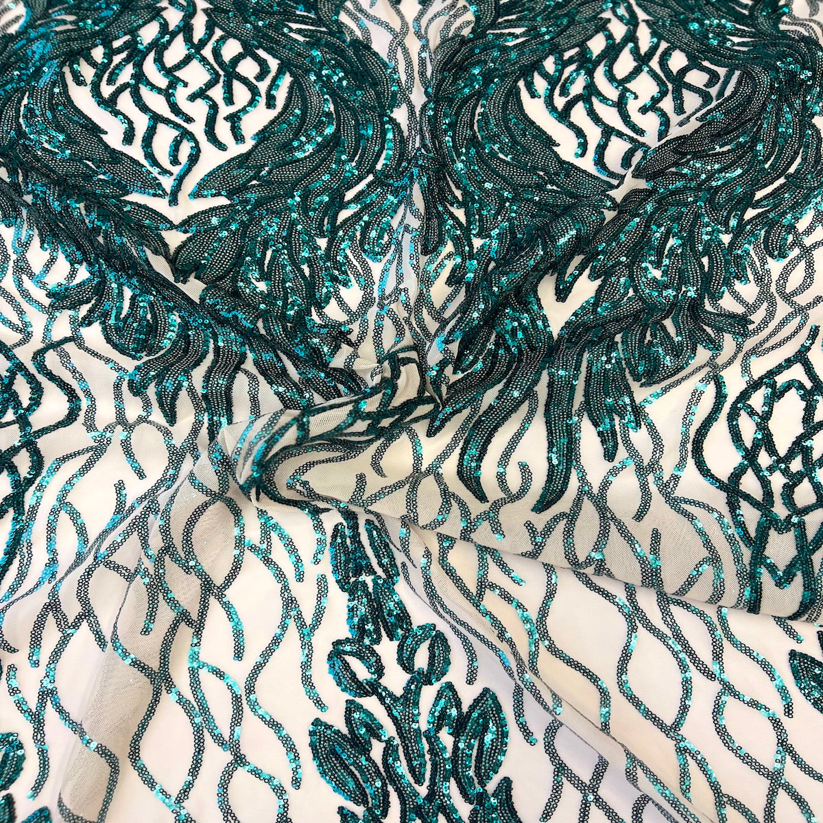 Stretch Sequins Fabric Lioness Mesh Backed