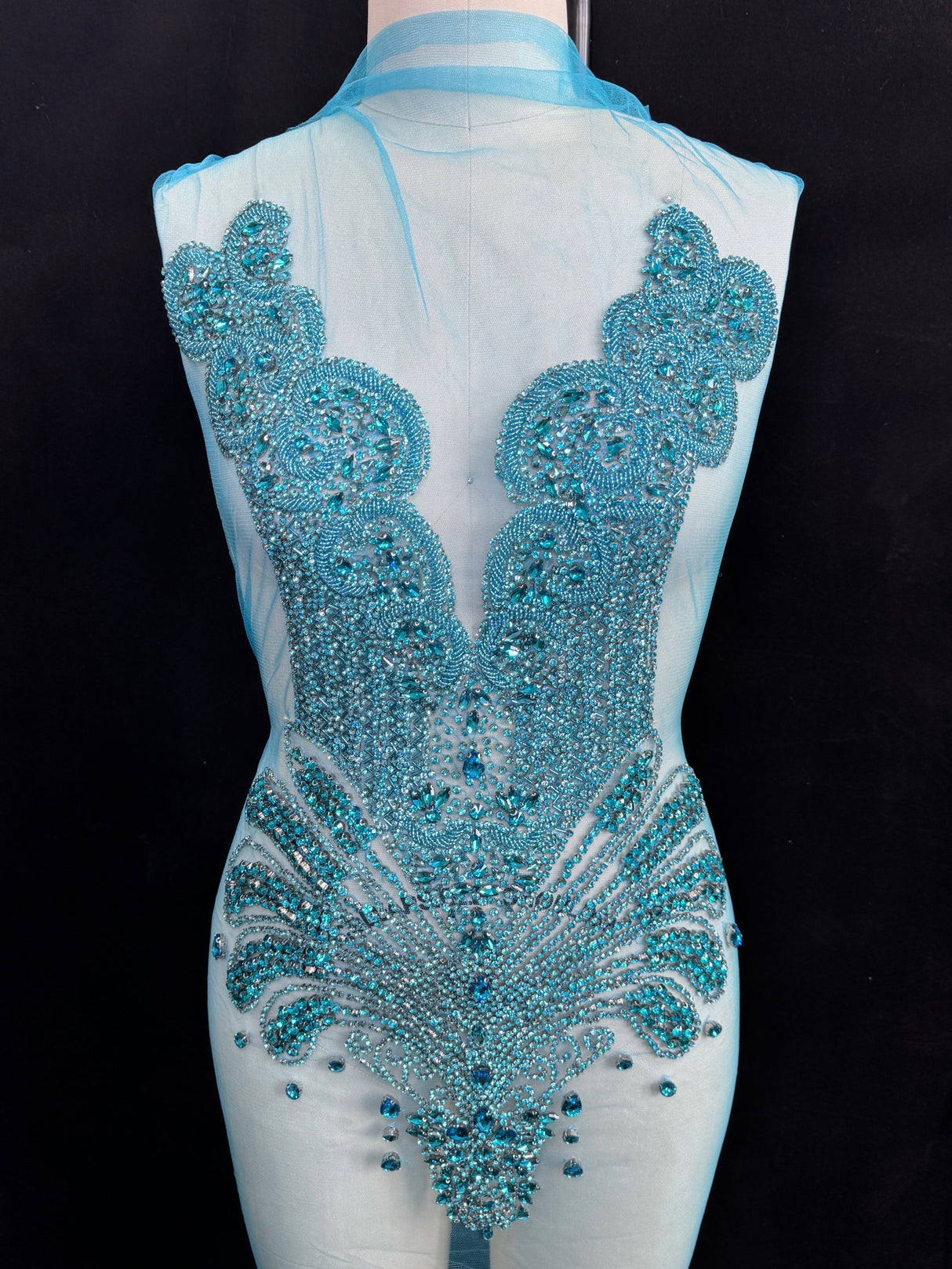 Turquoise Rhinestone Bodice Applique