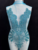 Turquoise Rhinestone Bodice Applique