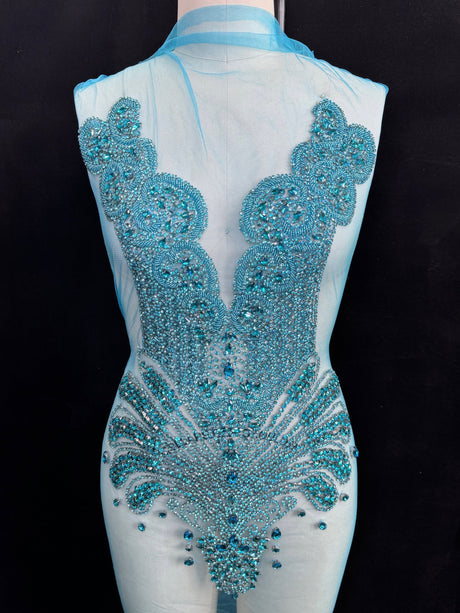 Turquoise Rhinestone Bodice Applique