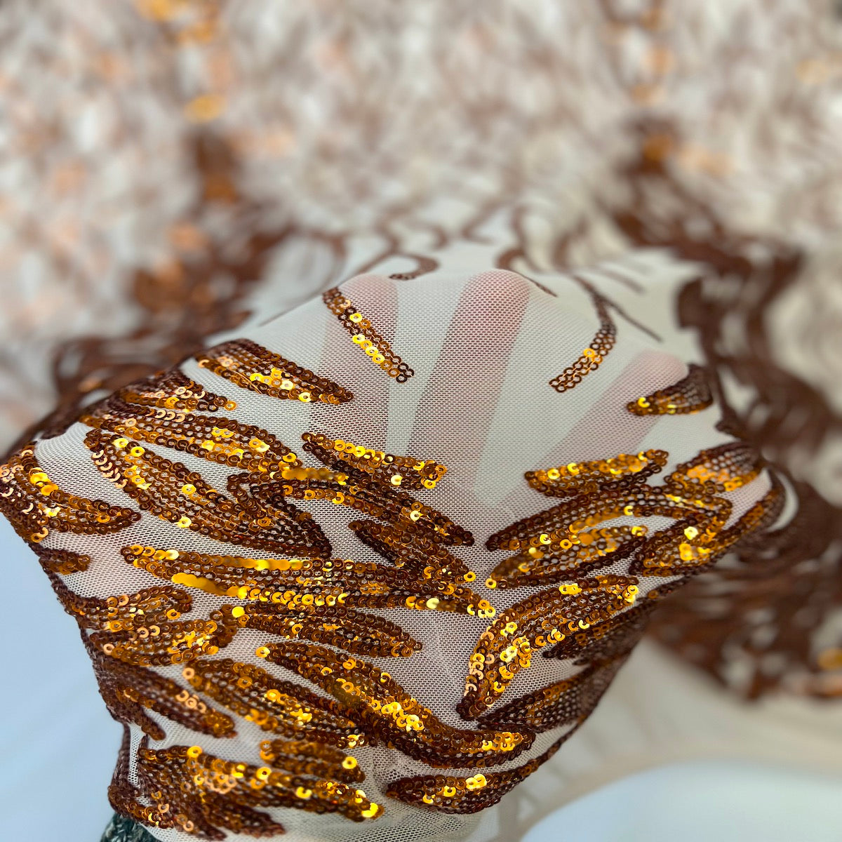 Stretch Sequins Fabric Lioness Mesh Backed