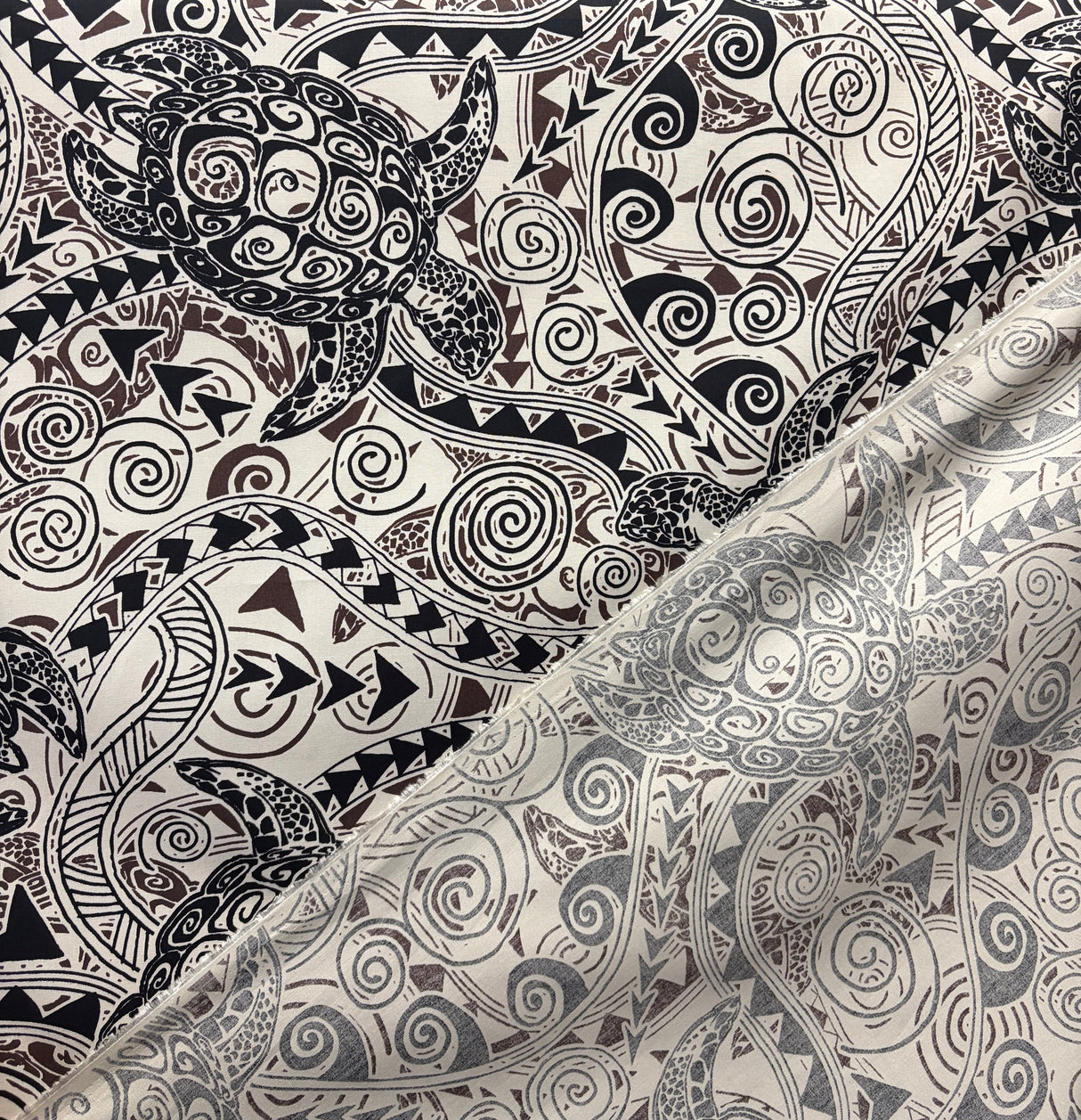 Cotton Tiki Turtle Print Fabric