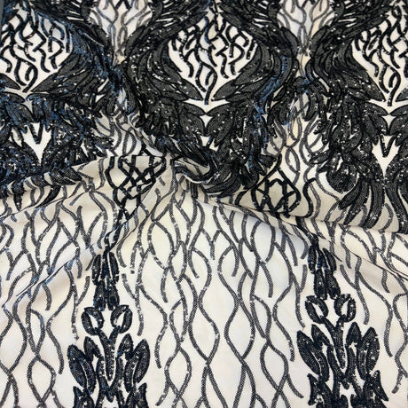 Lioness Stretch Sequins Fabric - Nylon Spandex Mesh, Sequin Lace, 60" Width, 4-Way Stretch (1 Yard)