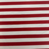 Polyester Spandex Tricot Fabric White Red 1" Stripe