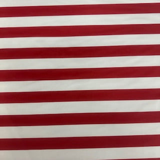 Polyester Spandex Tricot Fabric White Red 1" Stripe