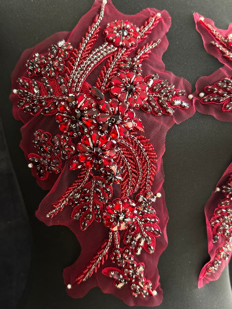 Burgundy Rhinestone Applique