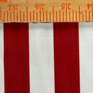 Polyester Spandex Tricot Fabric White Red 1" Stripe
