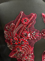 Burgundy Rhinestone Applique