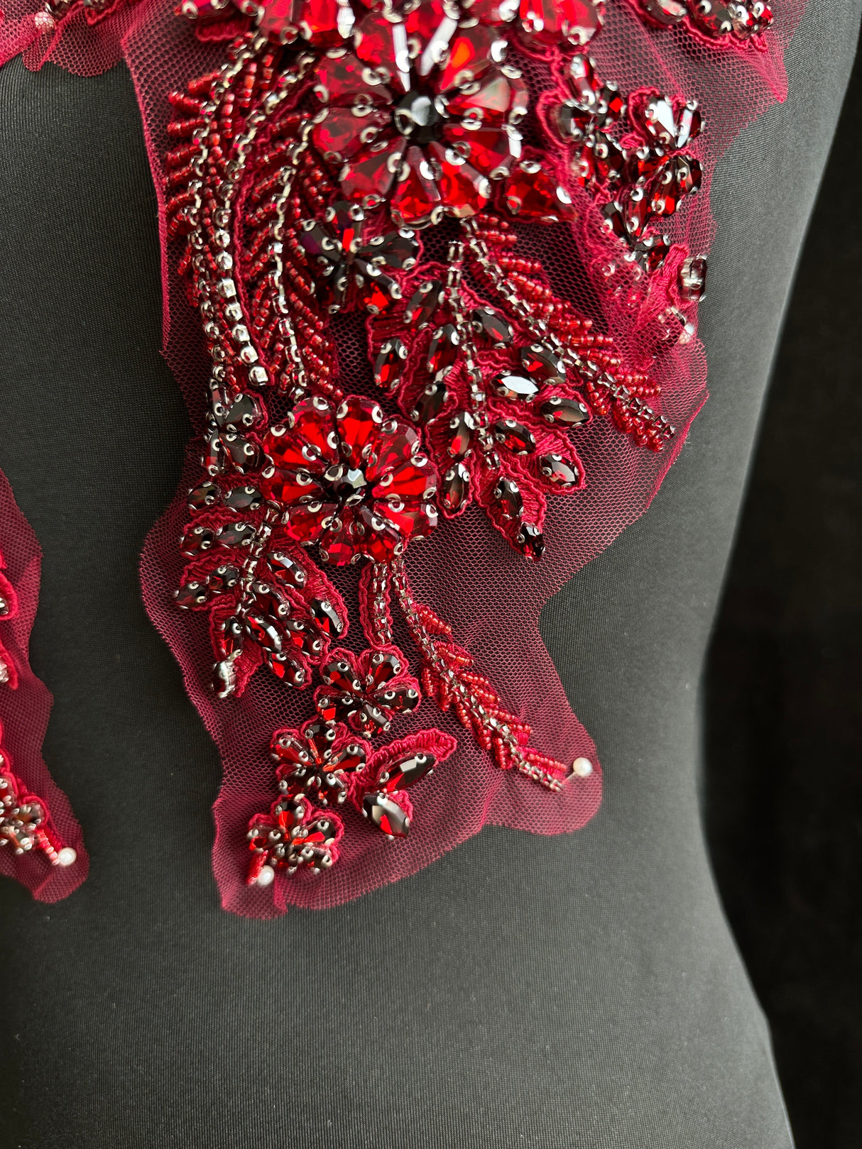 Burgundy Rhinestone Applique