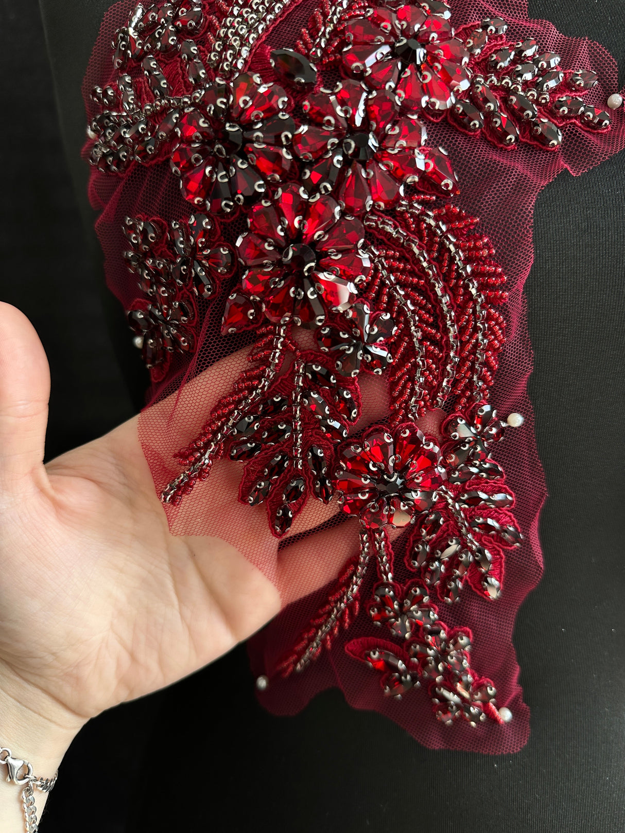 Burgundy Rhinestone Applique