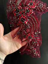 Burgundy Rhinestone Applique