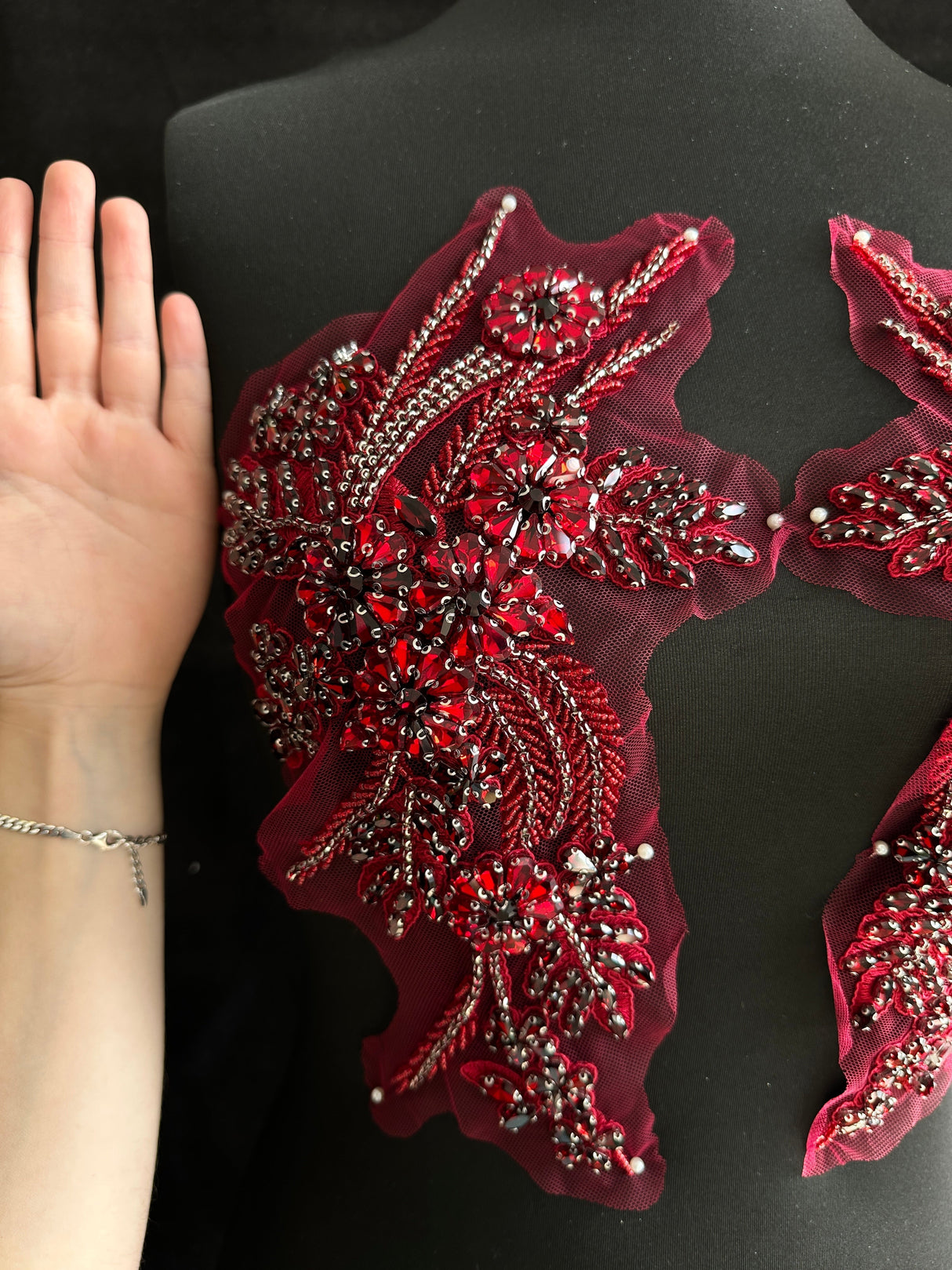 Burgundy Rhinestone Applique