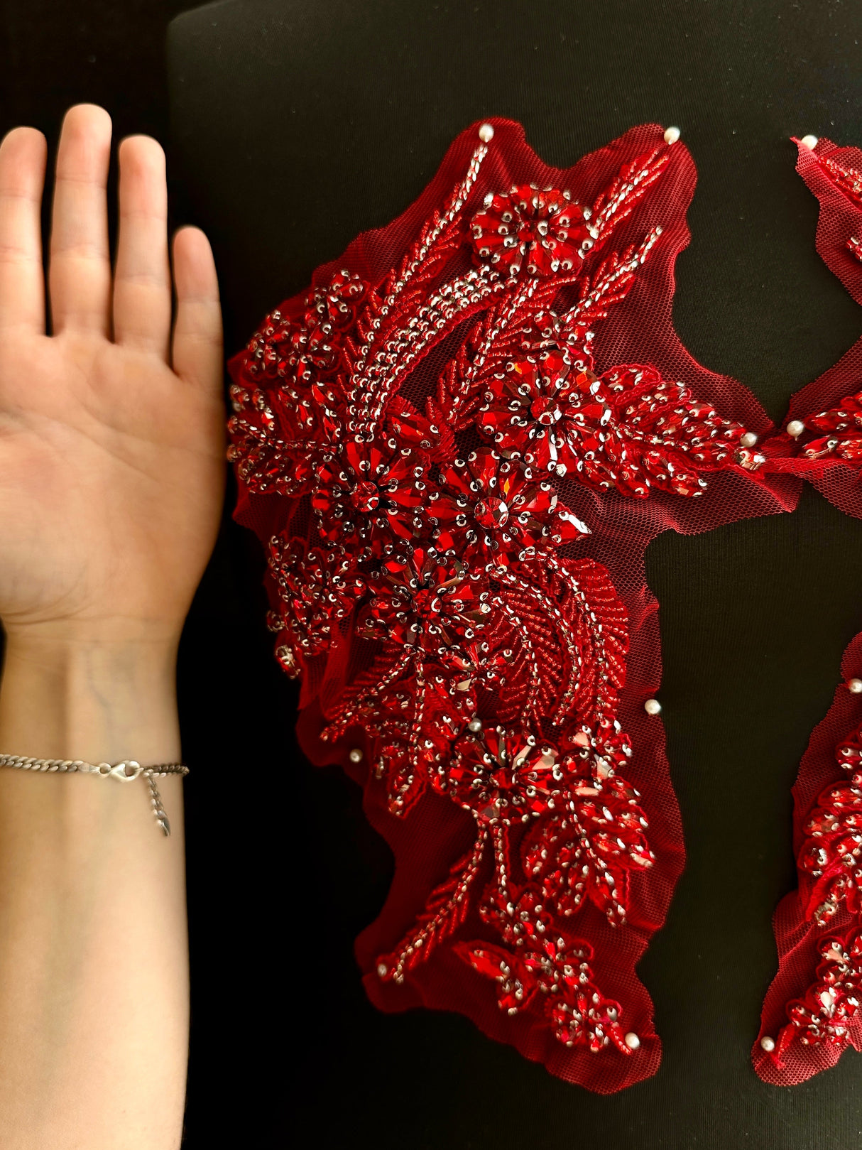 Wine Red Rhinestone Applique