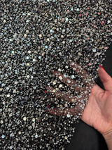 Silver Beaded Sequin Pearl Mesh Lace