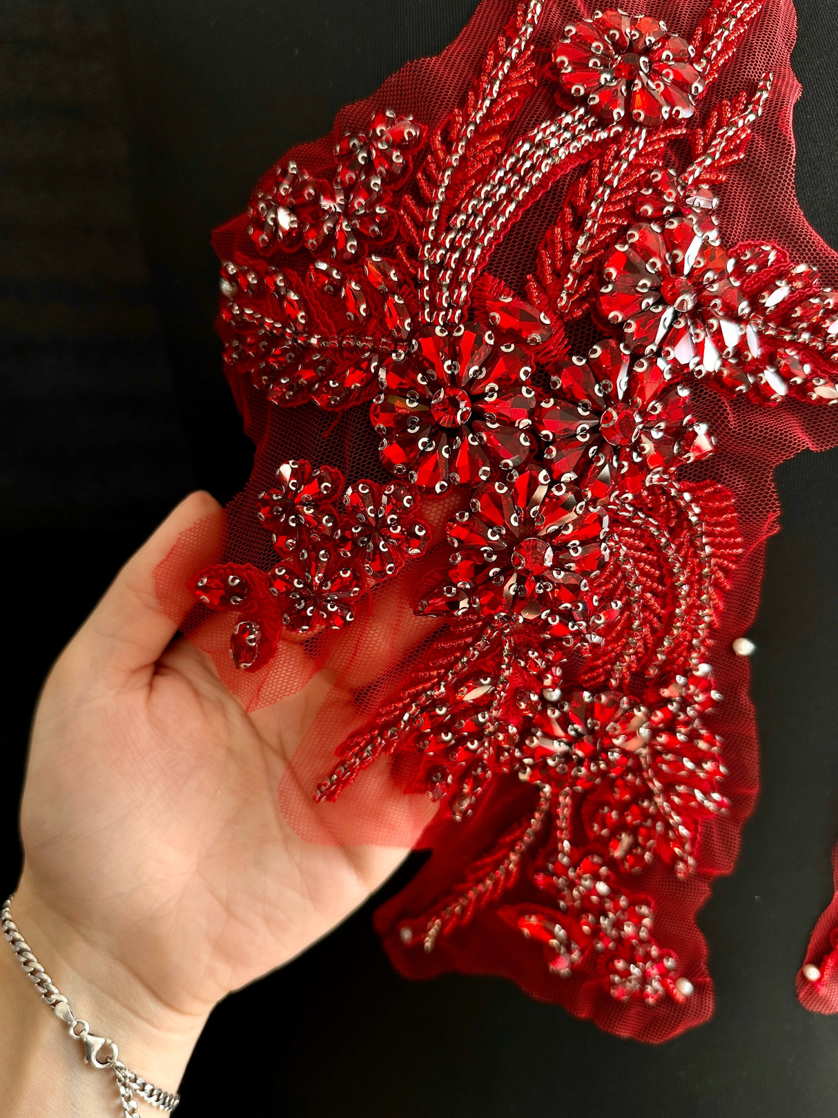 Wine Red Rhinestone Applique