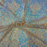 Stretch Sequins Fabric Lioness Mesh Backed