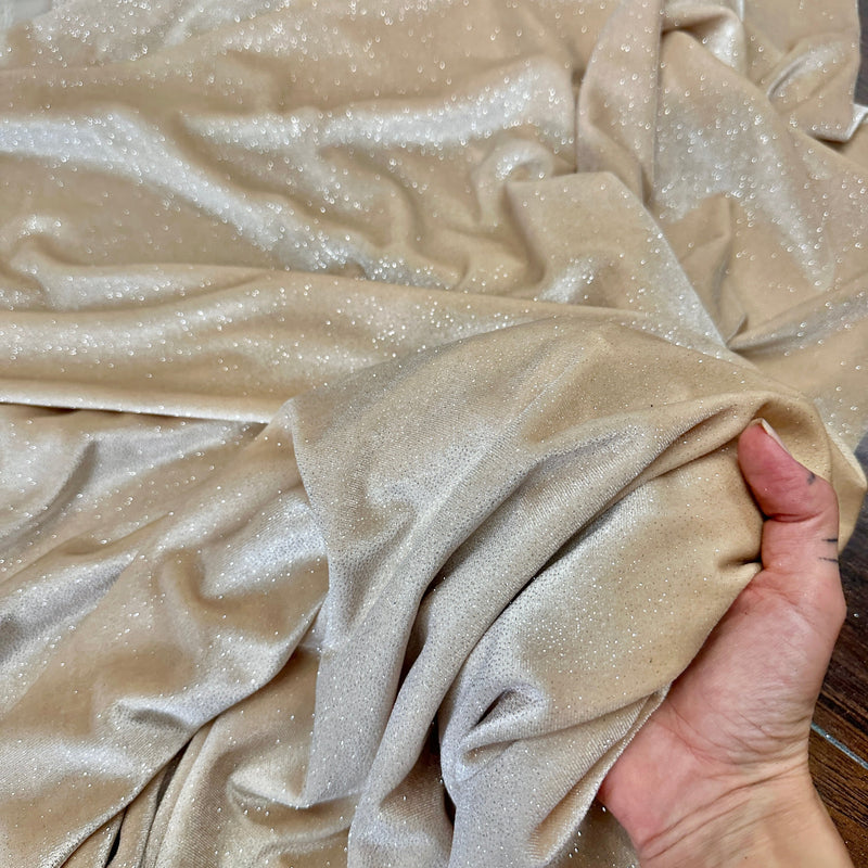 Glitter Stretch Velvet Champagne