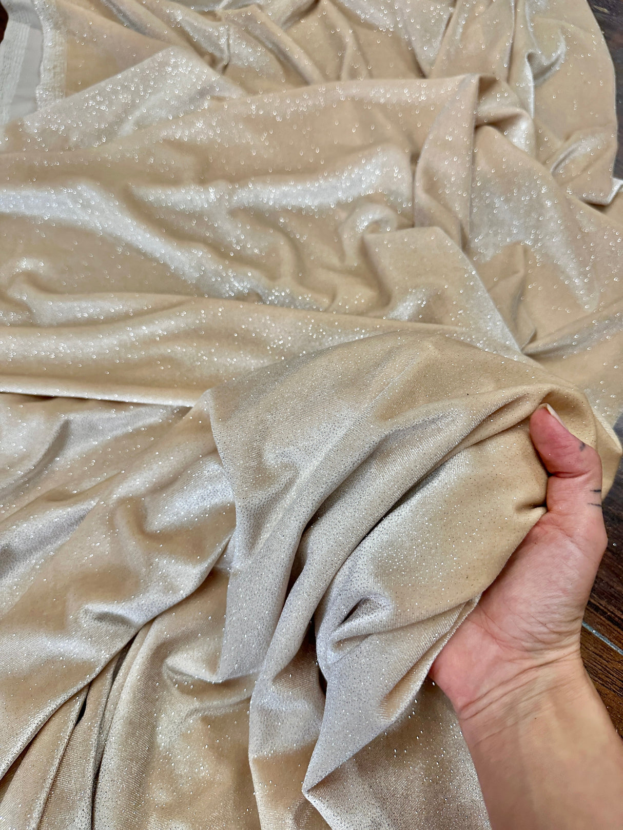 Glitter Stretch Velvet Champagne