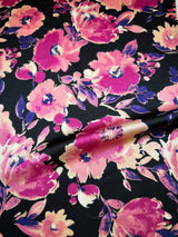 Floral Print Stretch Satin