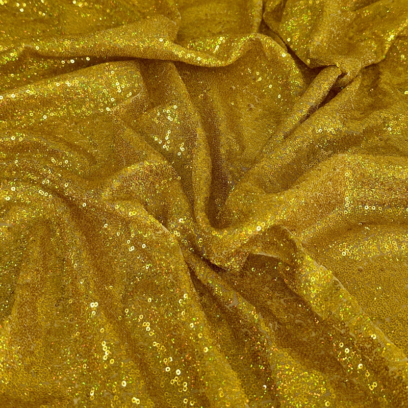 Stretch Gold Iridescent Sequin Mesh