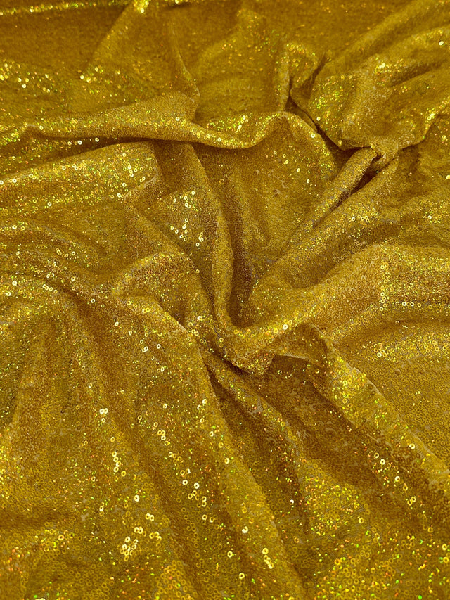 Stretch Gold Iridescent Sequin Mesh