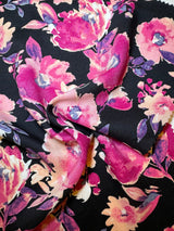 Floral Print Stretch Satin