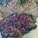 Stretch Sequins Fabric Lioness Mesh Backed