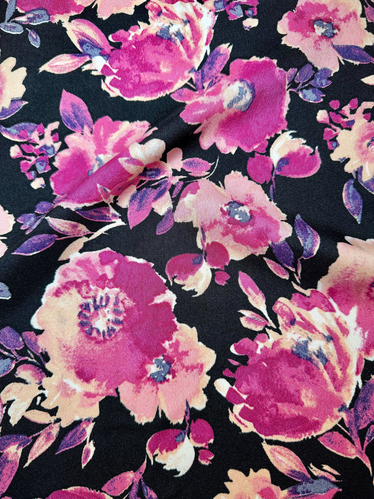 Floral Print Stretch Satin