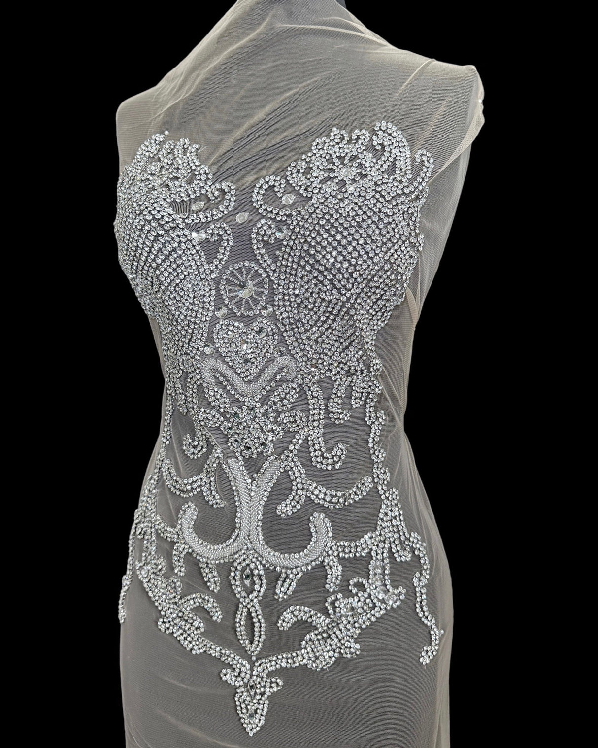 Silver Rhinestone Bodice Applique
