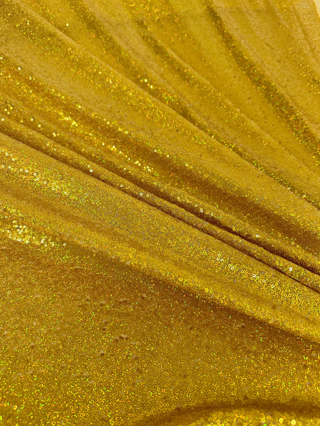 Stretch Gold Iridescent Sequin Mesh