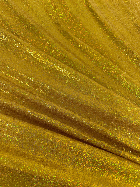 Stretch Gold Iridescent Sequin Mesh