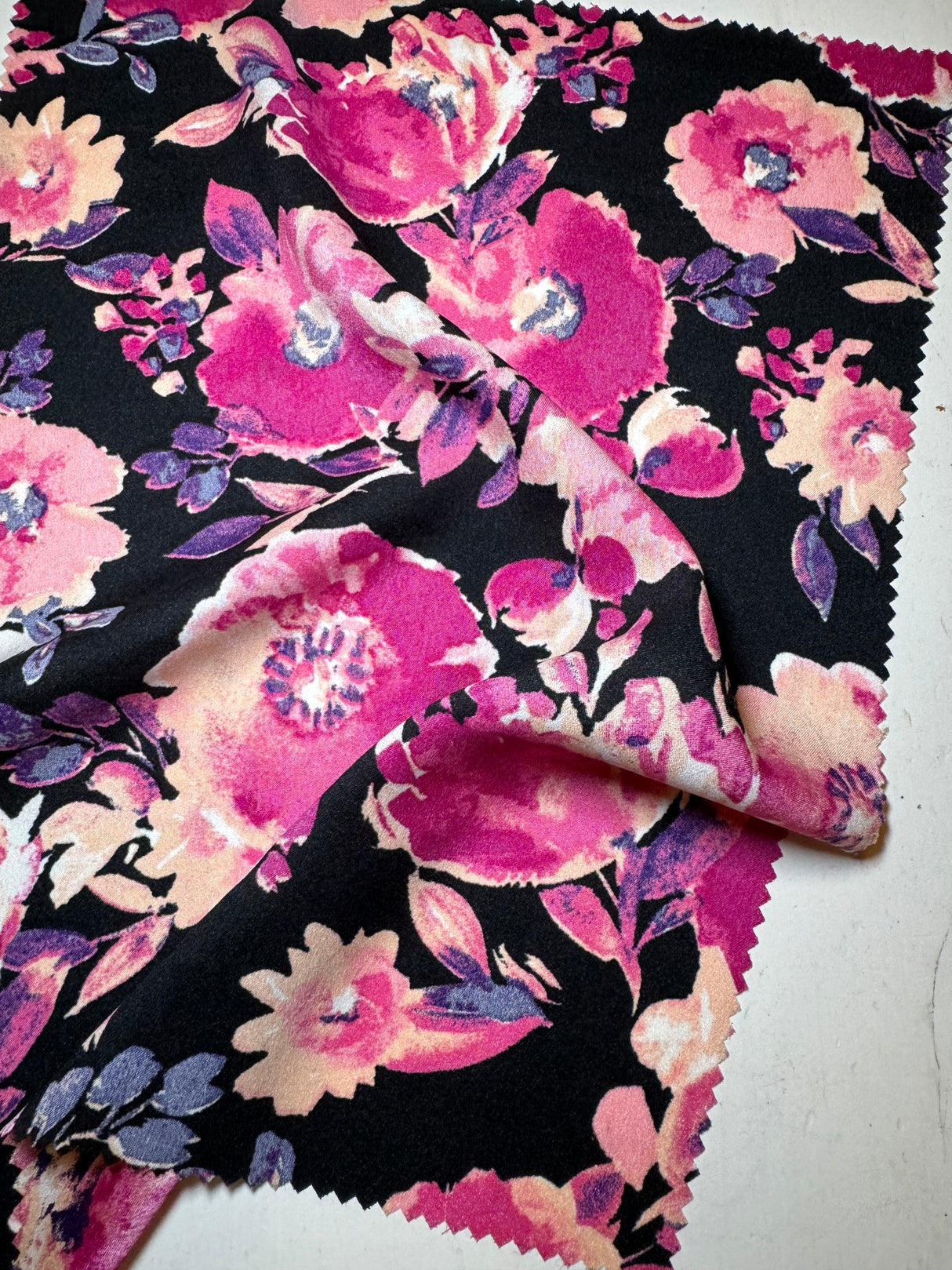 Floral Print Stretch Satin