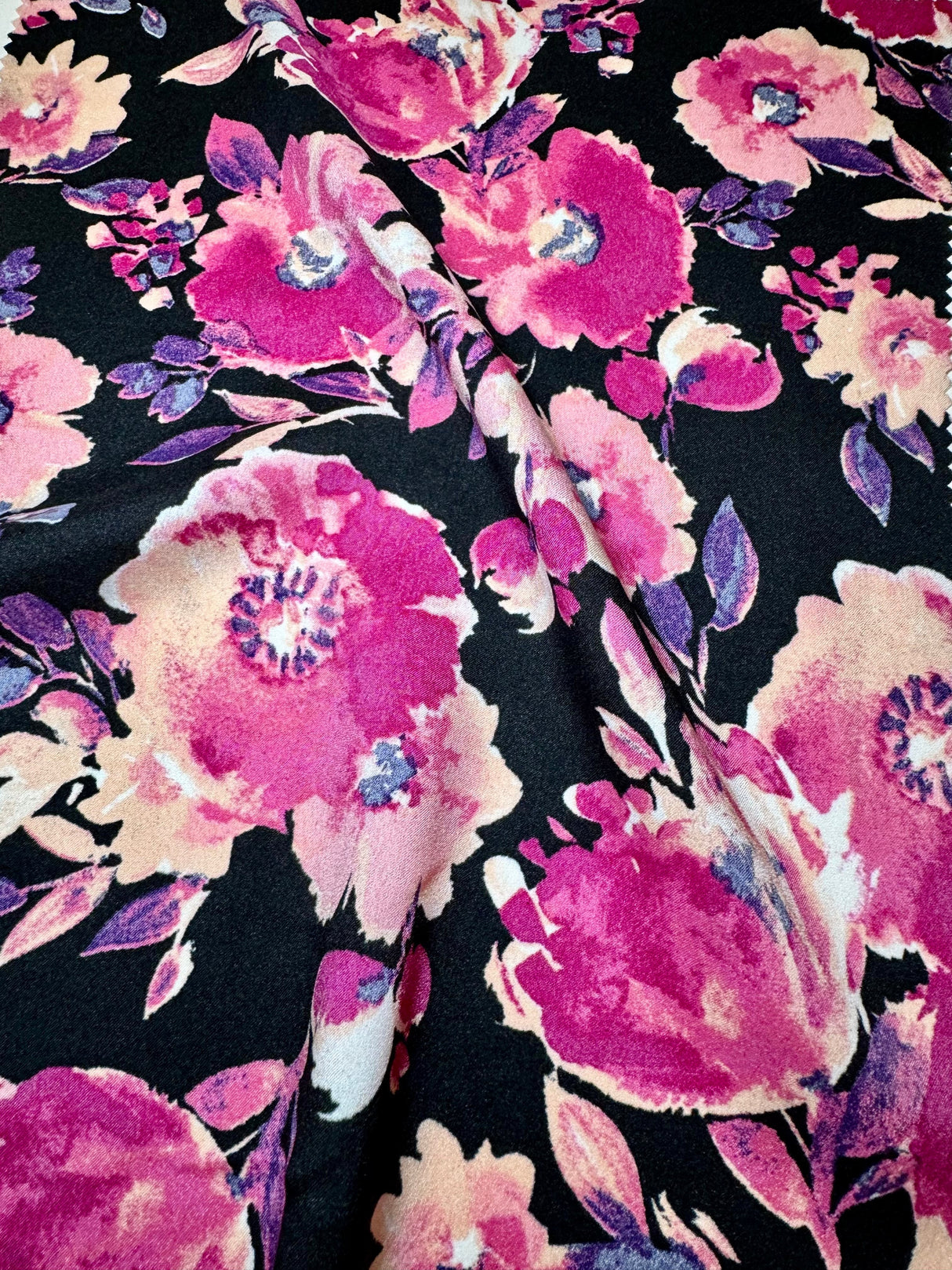 Floral Print Stretch Satin