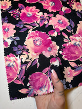 Floral Print Stretch Satin
