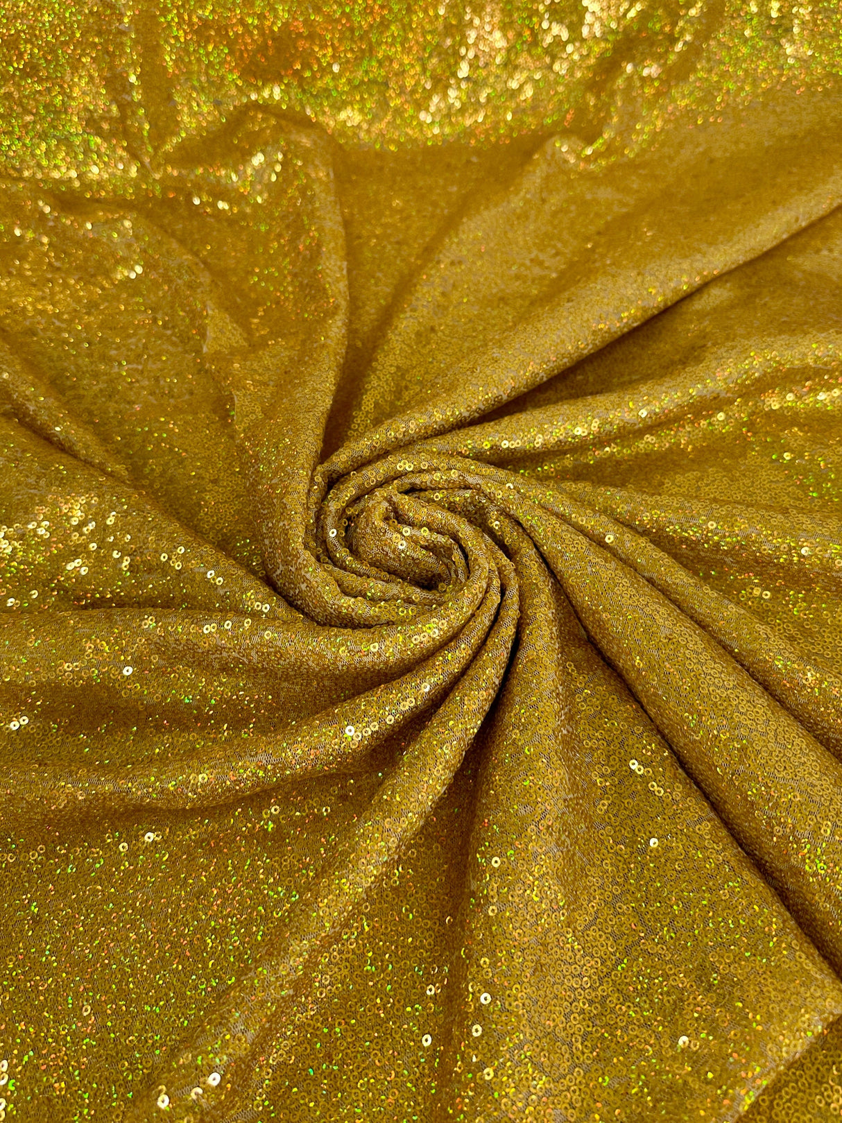 Stretch Gold Iridescent Sequin Mesh