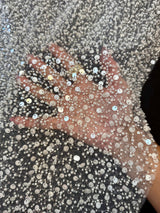 Beaded Sequin Pearl Mesh Lace