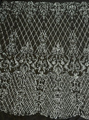 Stretch Sequin Lace on Black Mesh
