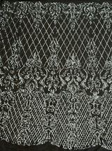 Stretch Sequin Lace on Black Mesh