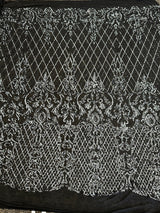 Stretch Sequin Lace on Black Mesh