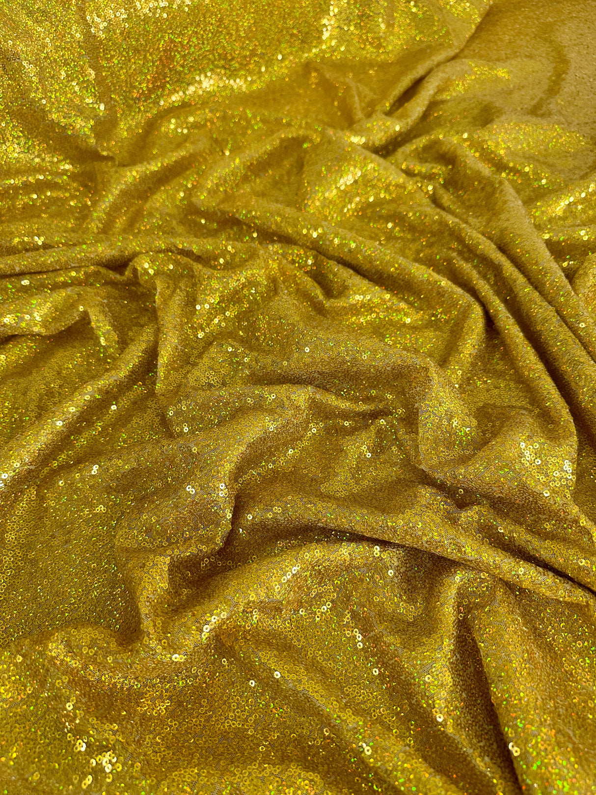 Stretch Gold Iridescent Sequin Mesh