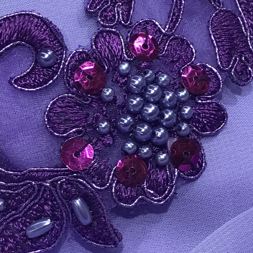 Beaded Corded Lace Trim Organza