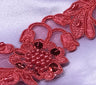 Beaded Corded Lace Trimming Embroidered On 100 Percent Polyester Organza Fabric - 2" Width, 21 Colors (1 Yard)