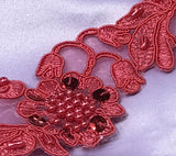 Beaded Corded Lace Trimming 2" Polyester Organza