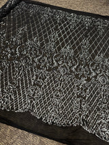 Stretch Sequin Lace on Black Mesh