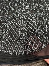 Stretch Sequin Lace on Black Mesh