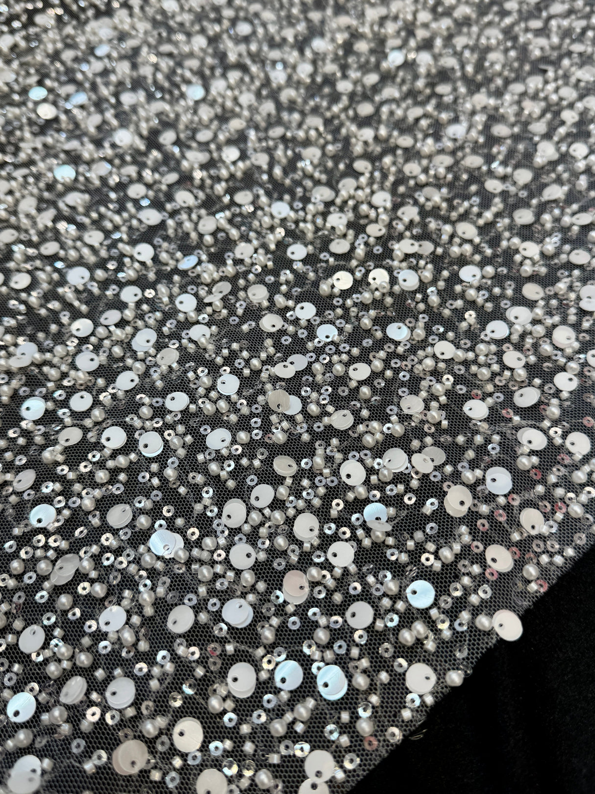 Beaded Sequin Pearl Mesh Lace
