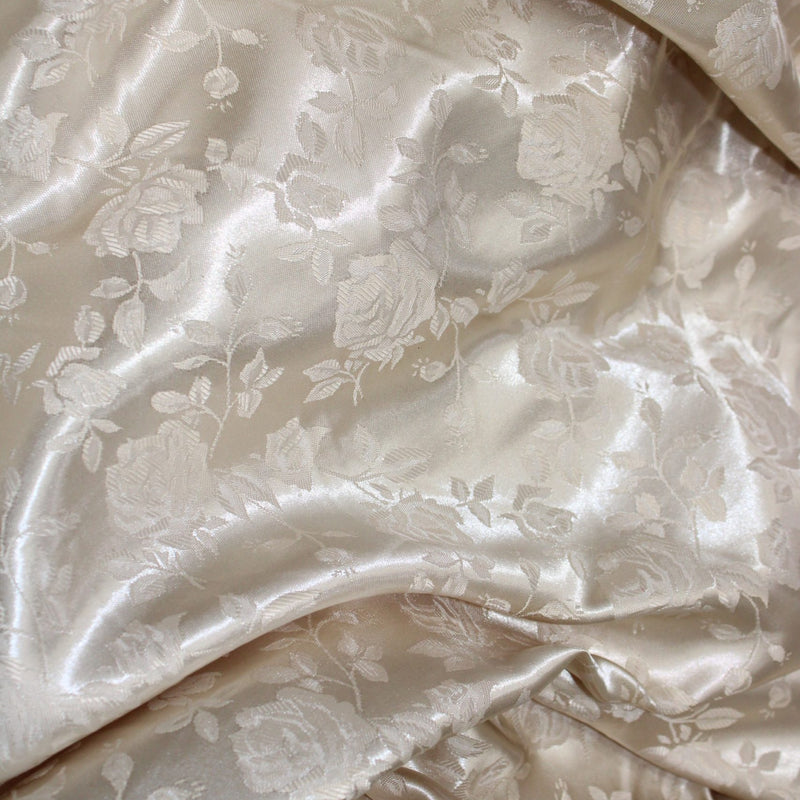Champagne Jacquard Satin Polyester Fabric - Champagne Jacquard, 58"-60" Width (1 Yard)