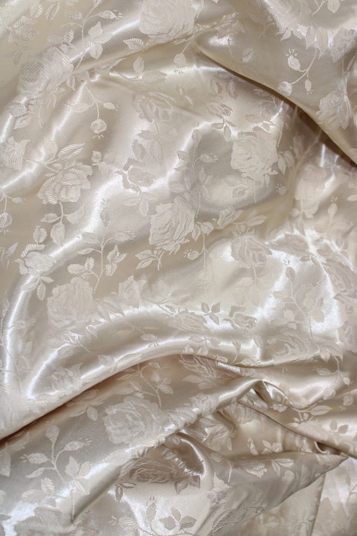 Champagne Jacquard Satin Polyester Fabric - Champagne Jacquard, 58"-60" Width (1 Yard)