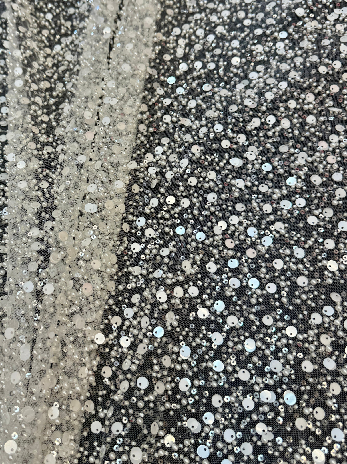 Beaded Sequin Pearl Mesh Lace